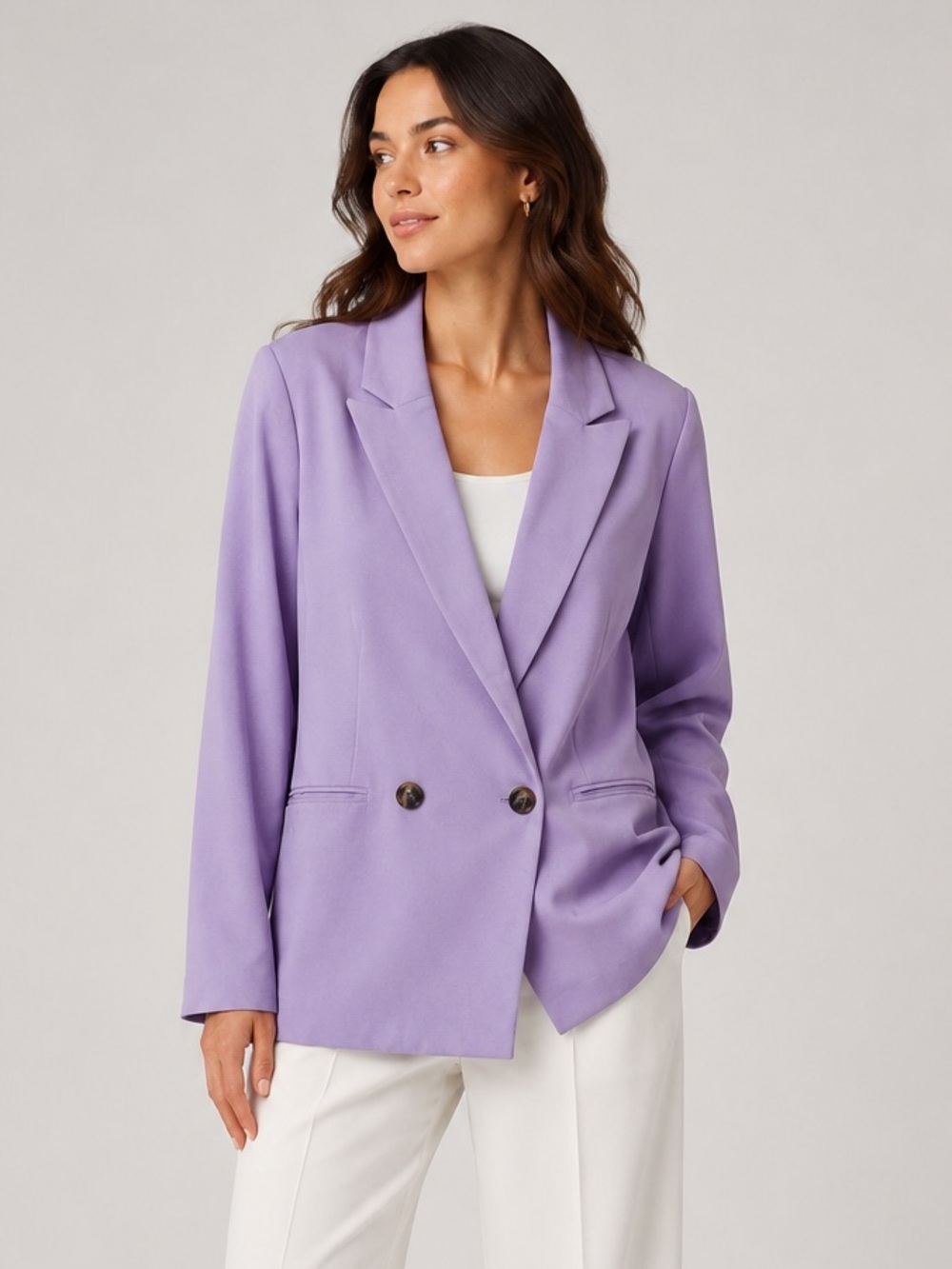 Addition Elle Lavender Double-Breasted Blazer
